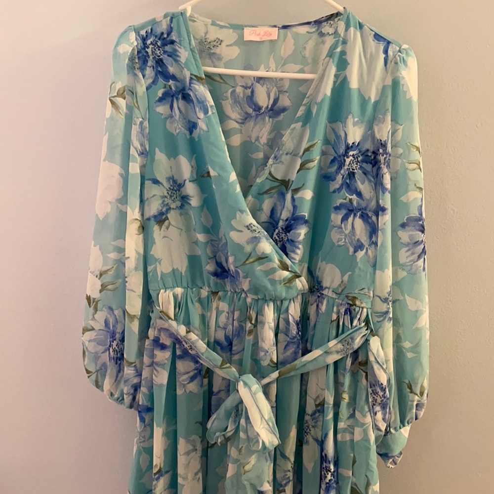 Pink lily boutique floral maxi dress